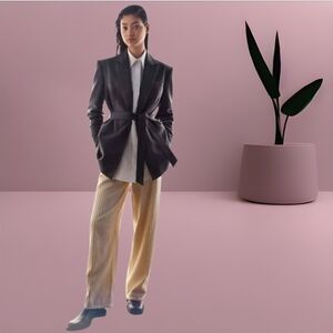 NWT Zara High Waist Cream Heavy Corduroy Pants ~size 4